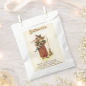 Altmodisches Halloween, Hexenmädchen mit Schwarzer Geschenktütchen (Ausgeschnitten)