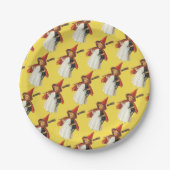 Altmodisches Halloween, Hexenmädchen mit Schwarzer Pappteller (Vorderseite)