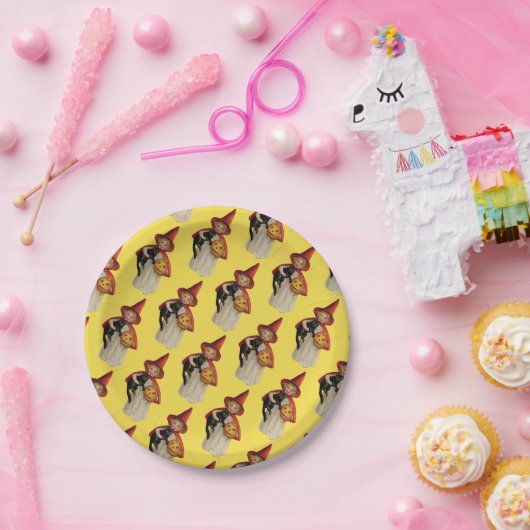 Altmodisches Halloween, Hexenmädchen mit Schwarzer Pappteller (Party)