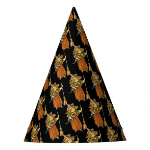 Altmodisches Halloween, Hexenmädchen mit Schwarzer Partyhütchen