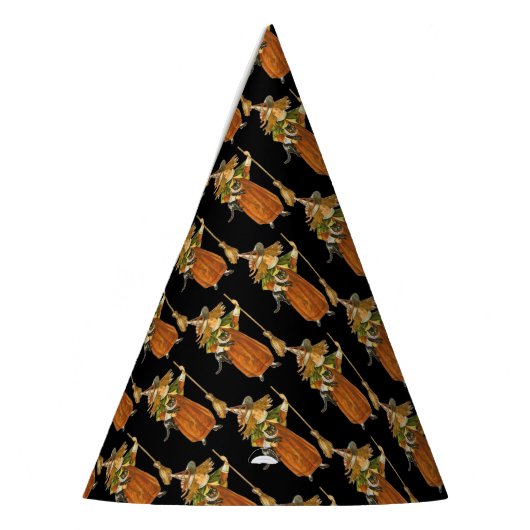 Altmodisches Halloween, Hexenmädchen mit Schwarzer Partyhütchen (Links)