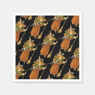 Altmodisches Halloween, Hexenmädchen mit Schwarzer Serviette