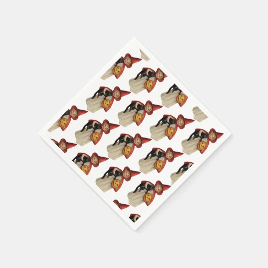 Altmodisches Halloween, Hexenmädchen mit Schwarzer Serviette (Ecke)