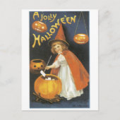 Altmodisches Halloween, Hexenmädchen Postkarte (Vorderseite)