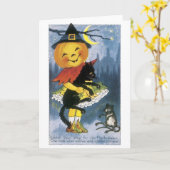 Altmodisches Halloween, Jack-o'-Laterne Karte (Gelbe Blume)