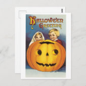 Altmodisches Halloween, Jack-o'-Laterne Postkarte (Vorne/Hinten)
