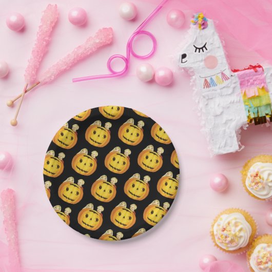 Altmodisches Halloween, Kürbis mit Kindern Pappteller (Party)