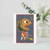 Altmodisches Halloween, Kürbismädchen Postkarte (Stehend Vorderseite)