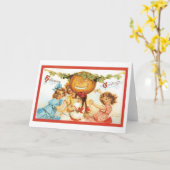 Altmodisches Halloween, Mädchen mit Pumpkin Karte (Gelbe Blume)