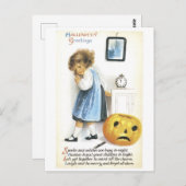 Altmodisches Halloween, Mädchen Postkarte (Vorne/Hinten)