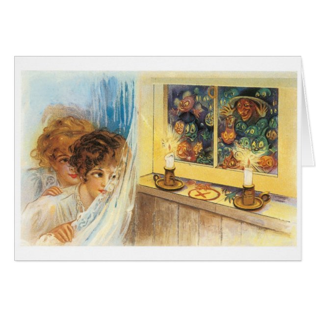 Altmodisches Halloween, Mädchen treffen auf Hexe (Vorderseite (Horizontal))