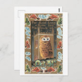 Altmodisches Halloween, Owl Postkarte (Vorne/Hinten)