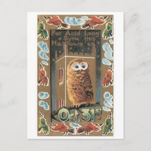 Altmodisches Halloween, Owl Postkarte (Vorderseite)