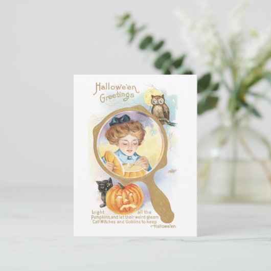 Altmodisches Halloween Postkarte (Stehend Vorderseite)