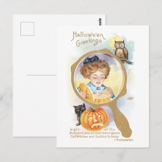 Altmodisches Halloween Postkarte (Vorne/Hinten)