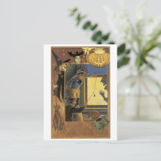 Altmodisches Halloween Postkarte (Stehend Vorderseite)