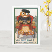 Altmodisches Halloween, Pumpkin-Fahrer Karte (Gelbe Blume)