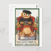 Altmodisches Halloween, Pumpkin-Fahrer Postkarte (Vorne/Hinten)