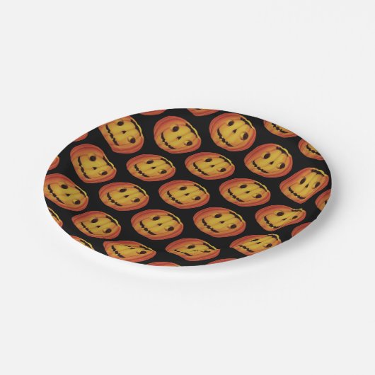 Altmodisches Halloween, Pumpkin (Jack-o'-Laterne) Pappteller (Schrägansicht)