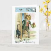 Altmodisches Halloween, Pumpkin-Mann Karte (Gelbe Blume)