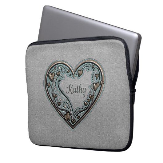 Altmodisches Herz Laptopschutzhülle (Vorderseite Links)