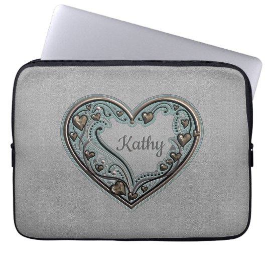 Altmodisches Herz Laptopschutzhülle (Vorderseite)
