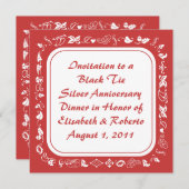 Altmodisches Land-rote u. weiße Einladungen (Vorne/Hinten)