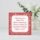 Altmodisches Land-rote u. weiße Einladungen (Stehend Vorderseite)