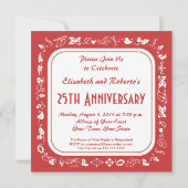 Altmodisches Land-rote u. weiße Einladungen (Rückseite)