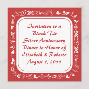 Altmodisches Land-rote u. weiße Einladungen