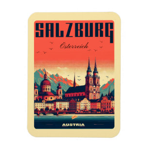 Altmodisches Österreich Hauptstadt Salzburg Skylin Magnet