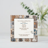 Altmodisches Patchwork Cat Quilt Einladung (Stehend Vorderseite)