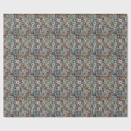Altmodisches Patchwork Quilt Design Geschenkpapier (Flach)