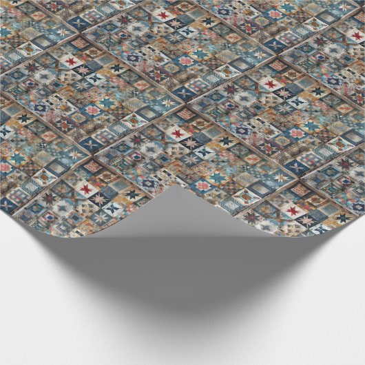 Altmodisches Patchwork Quilt Design Geschenkpapier (Ecke)