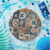 Altmodisches Patchwork Quilt Design Pappteller (Party)