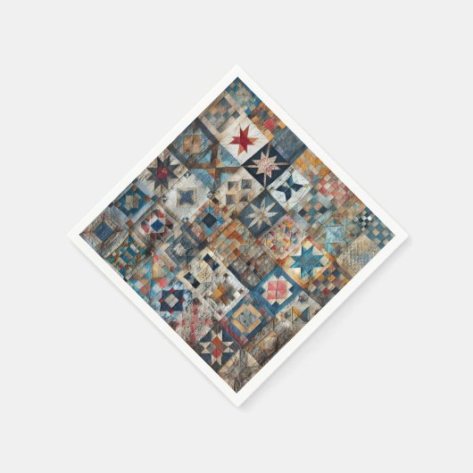 Altmodisches Patchwork Quilt Design Serviette (Ecke)