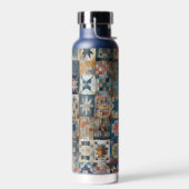 Altmodisches Patchwork Quilt Design Trinkflasche (Links)