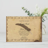 Altmodisches Pergament Hochzeit Einladung (Stehend Vorderseite)