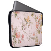 Altmodisches rosafarbenes Blumenpapier Laptopschutzhülle (Vorne Rechts)