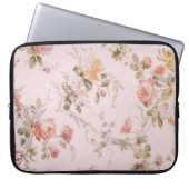 Altmodisches rosafarbenes Blumenpapier Laptopschutzhülle (Vorderseite)