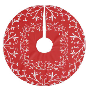 Altmodisches rotes und weißes dekoratives polyester weihnachtsbaumdecke