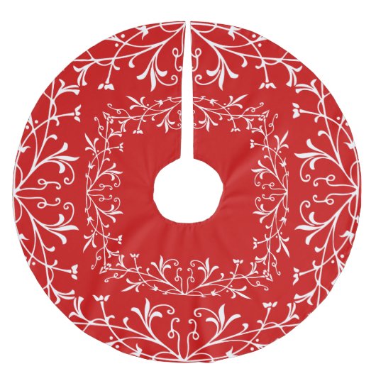 Altmodisches rotes und weißes dekoratives polyester weihnachtsbaumdecke (Vorderseite)