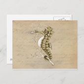 Altmodisches Seepferd auf Vintagem Postkarte (Vorne/Hinten)