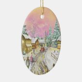 Altmodisches Snowland Weihnachten Keramikornament (Rechts)