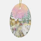 Altmodisches Snowland Weihnachten Keramikornament (Links)