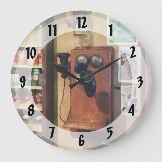 altmodisches Telefon Große Wanduhr (Vorderseite)