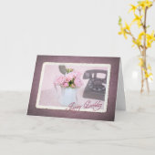 Altmodisches Telefon zum Geburtstag Karte (Gelbe Blume)