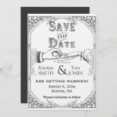 Altmodisches viktorianisches Save the Date Einladung (Vorne/Hinten)