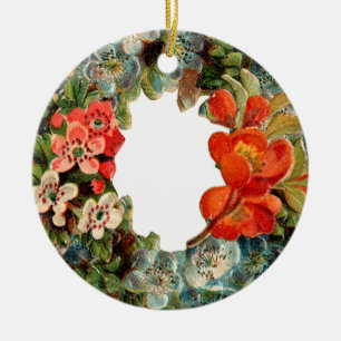 Altmodisches Weihnachten, Blumenkranz Keramikornament