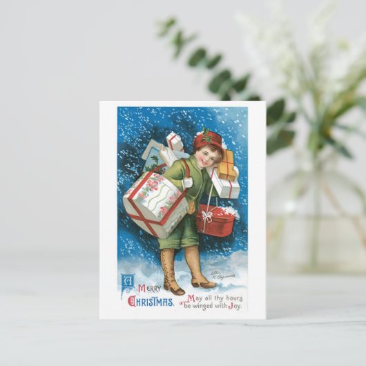 Altmodisches Weihnachten, Dame Feiertagspostkarte (Stehend Vorderseite)